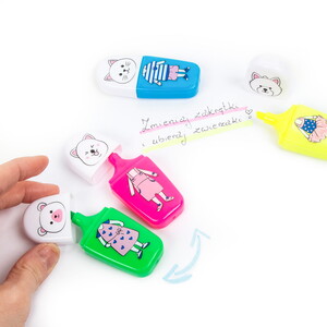 Zakreślacze Zwierzaki New look 4 kol Kidea