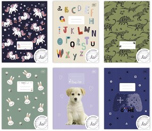 Zeszyt A4 32k 3 linia kolor INT mix