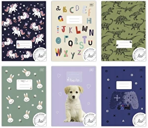 Zeszyt A4 32k 3 linia kolor INT mix