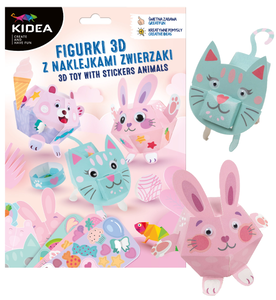Kreatywne Figurki 3D z naklejkami dla dzieci Słodkie Zwierzaki Kidea