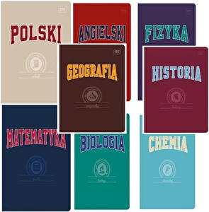 Zeszyty tematyczne ze ściągą A5 60 kartek Interdruk komplet 8szt klasa 7-8