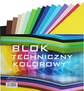 Blok techniczny A4 kolorowy 180g 20 kartek Excellent 902215