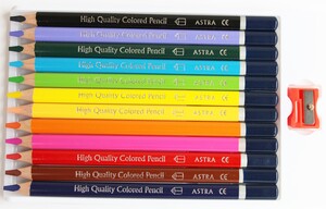 Kredki Astra Jumbo ołówkowe 12 kol + temperówka