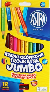 Kredki Astra Jumbo ołówkowe 12 kol + temperówka