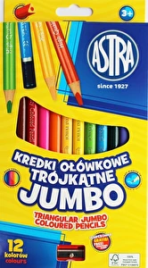 Kredki Astra Jumbo ołówkowe 12 kol + temperówka