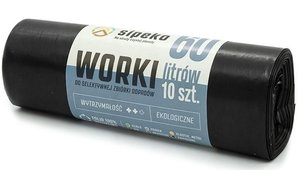 Worki na śmieci 60L LDPE MOCNE proekologiczne czarne 10szt