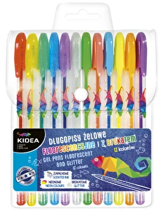Długopisy żelowe 12 kolorów Kidea