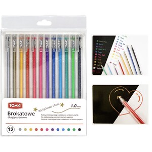 Długopis żelowy Toma brokatowy zmieniający kolor 12 sztuk