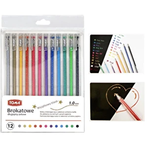 Długopis żelowy Toma brokatowy zmieniający kolor 12 sztuk