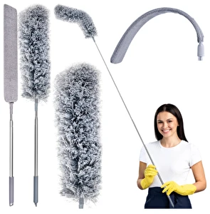 Szczotka Teleskopowa do Kurzu Miotełka z dwoma nakładkami 2w1 Szara