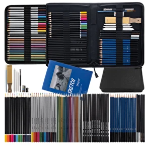 Zestaw do Szkicowania Rysowania Malowania Profesjonalny 74 szt. w Etui