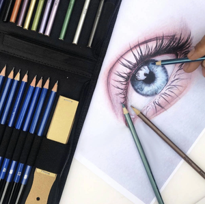 Zestaw do Szkicowania Rysowania Malowania Profesjonalny 74 szt. w Etui