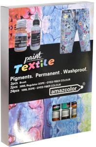 Farby do ubrań tkanin Zestaw 24 barwnik + 2 Pędzle