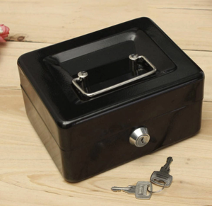Kasetka metalowa  na pieniądze bilon Sejf + Klucz czarna