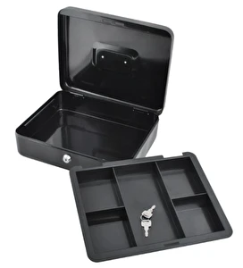 Kasetka metalowa  na pieniądze bilon Sejf + Klucz czarna