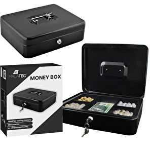 Kasetka metalowa  na pieniądze bilon Sejf + Klucz Duża czarna