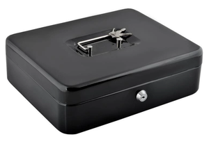 Kasetka metalowa  na pieniądze bilon Sejf + Klucz Duża czarna