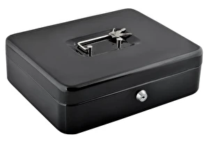 Kasetka metalowa  na pieniądze bilon Sejf + Klucz Duża czarna