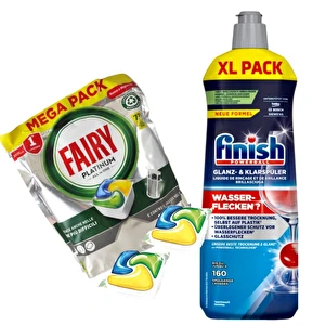 FAIRY Tabletki do zmywarki Platinum 96szt + Nabłyszczacz Finish 800 ml