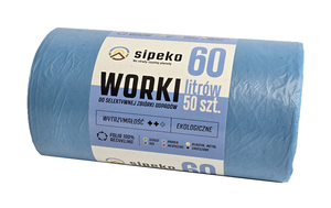 Worki na śmieci PROEKOLOGICZNE mocne 60L 50 szt niebieskie