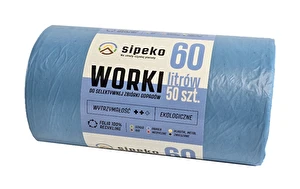 Worki na śmieci PROEKOLOGICZNE mocne 60L 50 szt niebieskie
