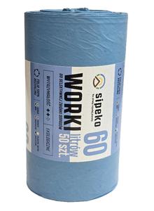 Worki na śmieci PROEKOLOGICZNE mocne 60L 50 szt niebieskie