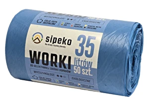 Worki na śmieci PROEKOLOGICZNE mocne 35L 50 szt niebieskie