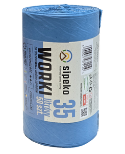 Worki na śmieci PROEKOLOGICZNE mocne 35L 50 szt niebieskie