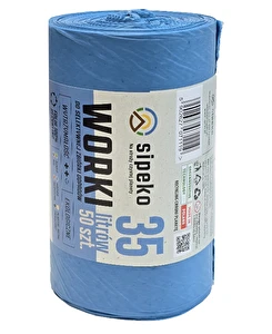 Worki na śmieci PROEKOLOGICZNE mocne 35L 50 szt niebieskie