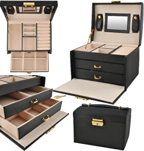 Szkatułka kuferek na biżuterię 17,5x14x12 cm Czarny