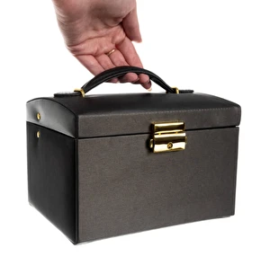 Szkatułka kuferek na biżuterię 17,5x14x12 cm Czarny