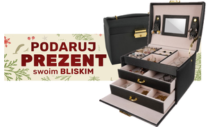 Szkatułka kuferek na biżuterię 17,5x14x12 cm Czarny