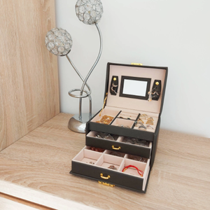 Szkatułka kuferek na biżuterię 17,5x14x12 cm Czarny