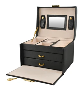 Szkatułka kuferek na biżuterię 17,5x14x12 cm Czarny