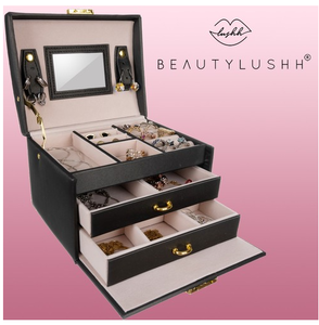 Szkatułka kuferek na biżuterię 17,5x14x12 cm Czarny