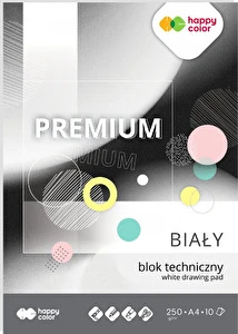 Blok techniczny A4 biały Happy Color 10k 250g Premium