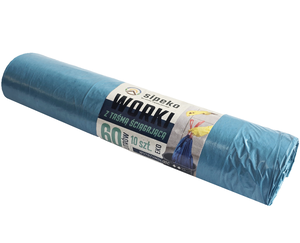 Worki na śmieci 60L LDPE MOCNE z taśmą niebieskie 10 szt