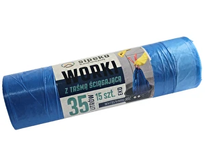 Worki na śmieci 35L 15 szt niebieskie z taśmą ecostrong