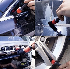 Pędzle Detailingowe Zestaw Pędzelki do Czyszczenia Samochodu 5szt +ścierka