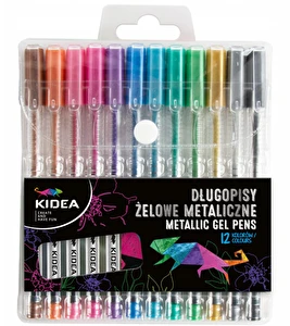 Długopis żelowy wielokolorowy Kidea metaliczne żelowe 12 kolorów