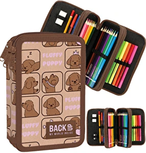 Piórnik rozkładany potrójny z wyposażeniem Back Up EW17 Puppy Pieski