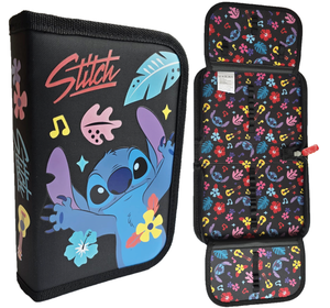 Piórnik rozkładany podwójny bez wyposażenia STITCH Aloha Black