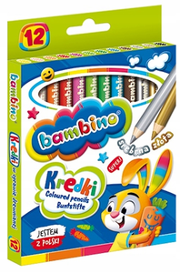 Kredki Bambino Ołówkowe Grube 12 Kolorów drewniane Złota Srebrna