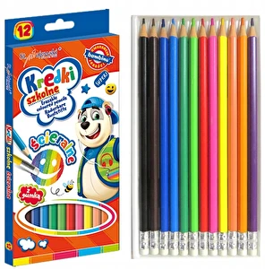 Kredki Bambino ścieralne z gumką 12 kol