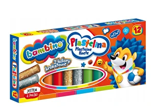 Plastelina BAMBINO 12 kolorów 2 kolory brokatowe