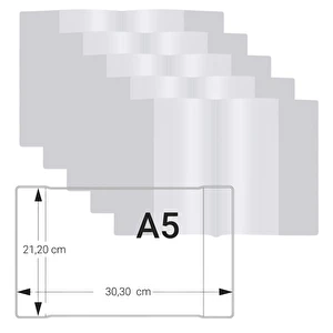 Okładka na zeszyt A5 BIURFOL bezbarwna 5 sztuk