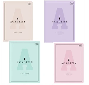 Zeszyt w kratkę A5 Interdruk 60 kartek 90g Academy kolor PASTEL 4szt