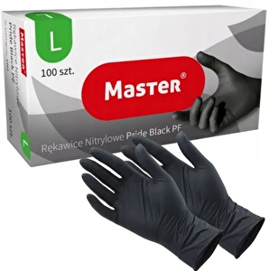 Rękawiczki rękawice nitrylowe czarne bezpudrowe L 100 sztuk