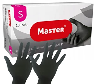 Rękawiczki rękawice nitrylowe czarne bezpudrowe S 100 sztuk