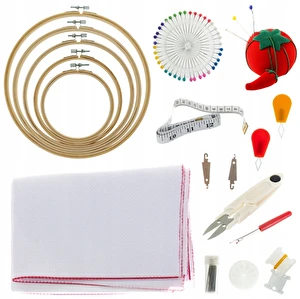 Zestaw mulin do haftu mix Kolorów 100szt Nici + Zestaw Akcesoriów Tamborek